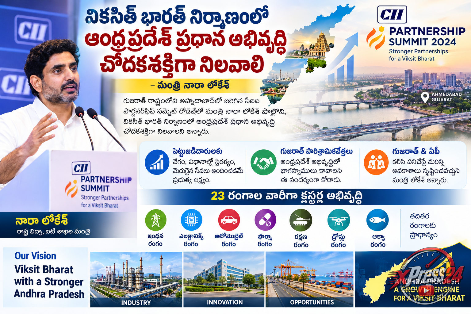 మంత్రి లోకేశ్ గుజరాత్ పర్యటన