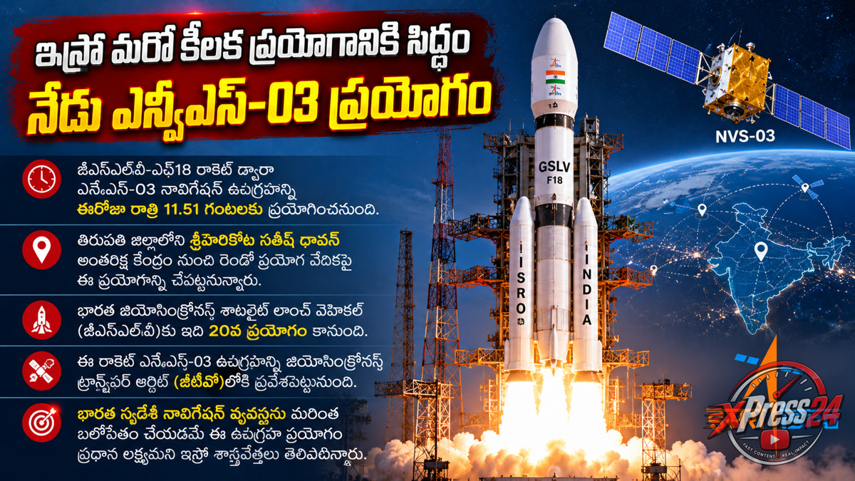 శ్రీహరికోట నుంచి నేడు ఇస్రో కీలక ప్రయోగం
