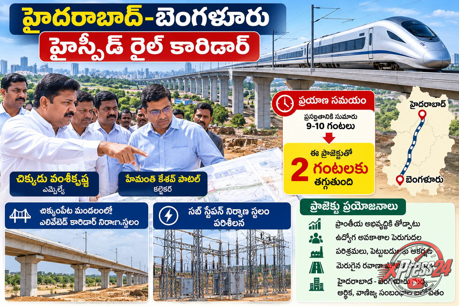 అచ్చంపేటలో హైస్పీడ్ రైల్ కారిడార్ స్థలాల పరిశీలన